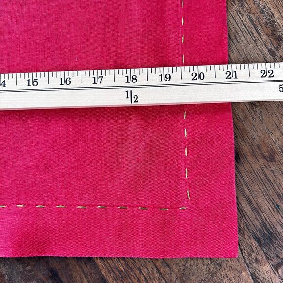 Kim Seybert Set Of 12 Red Napkins with Gold Running Stitch - Picture 7 of 8